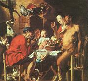 Jacob Jordaens Satyr at the Peasant's House painting